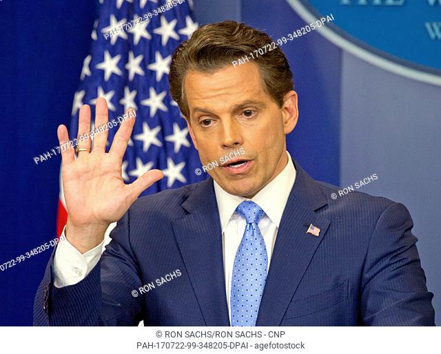 Incoming White House communications director Anthony Scaramucci answers reporter's questions during his first press briefing during his first day on the job in...
