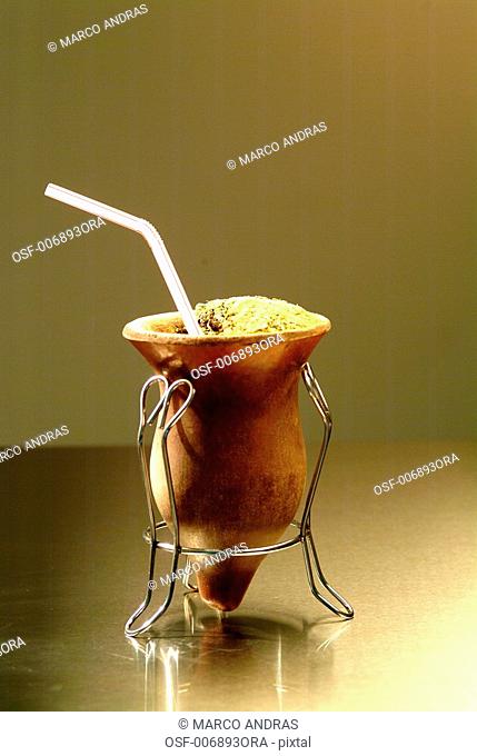 gaucho traditional tea herb drink with bottle and straw