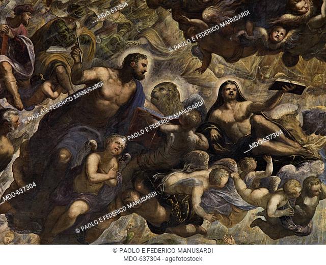 Heaven, by Jacopo Robusti known as Tintoretto, 1588 - 1592 about, 16th Century, oil on canvas, cm 700 x 2200. Italy, Veneto, Venice, Doges Palace