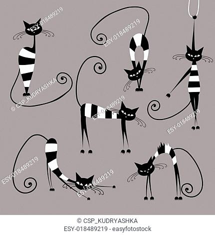 Funny striped cats, collection for your design