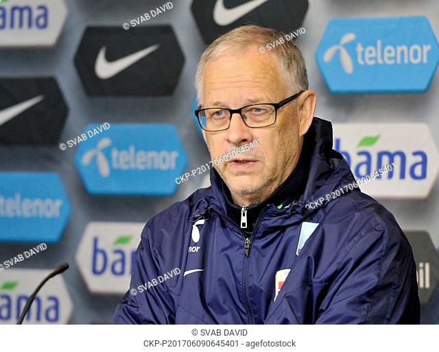 Coach Lars Lagerback from Norway attends the press conference prior to the 2018 FIFA World Cup qualifying match between Norway and Czech Republic in Oslo