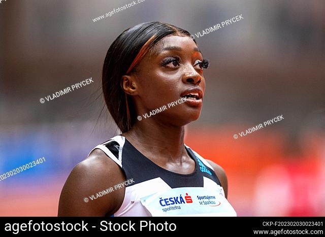 Aama Pipi of Britain during the women's 400 metres race during the Czech Indoor Gala athletics meeting of the silver category of the World Indoor Tour