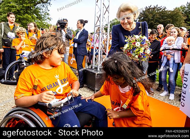 BAARN, NETHERLANDS - OCTOBER 7: Princess Beatrix attends the fundraiser event Oranjepad at Palace Soestdijk on October 7, 2023 in Baarn, Netherlands