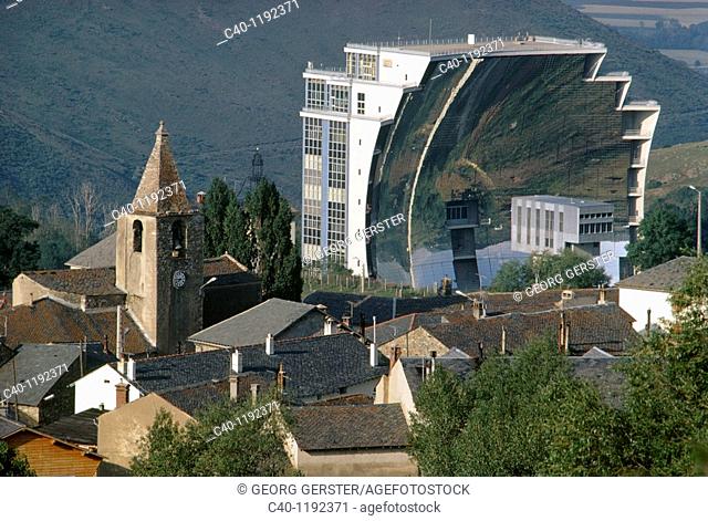 Solar furnace at Odillo completed 1970 in the French Pyrenees  63 flat mirrors automatically track the sun and concentrate the light on a parabolic reflector...