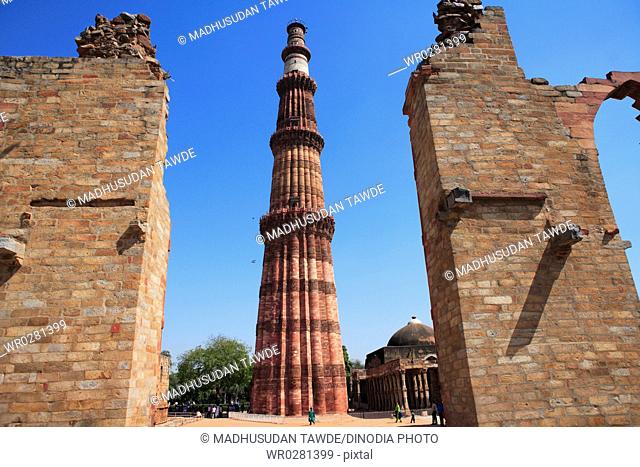 Qutab Minar built in 1311 red sandstone tower , Delhi, India UNESCO World Heritage Site