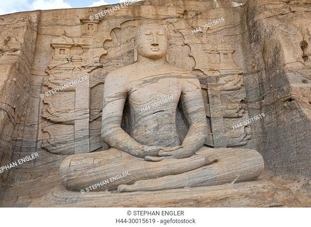 Sri Lanka, Asia, Kalu Gal Vihara Buddha statues in Polonnaruwa