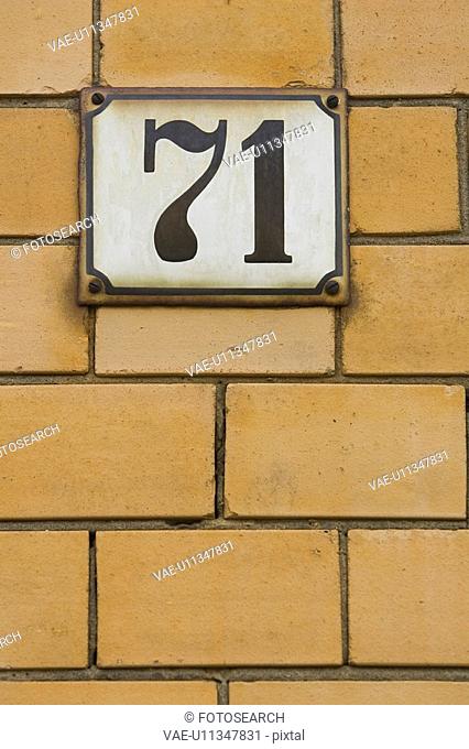 Address, Metal, Brick Wall, 71