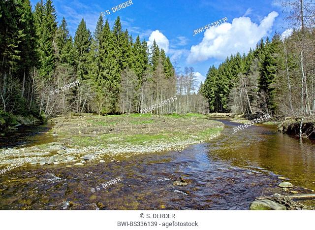 river Ach near the Staffelsee at the Murnau Alpine foreland, Germany, Bavaria, Oberbayern, Upper Bavaria