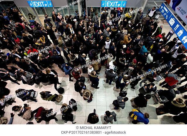 Vaclav Havel Airport, Terminal 2 has been evacuated by police in Prague, Czech Republic after receiving a bomb threat in the early evening February 16, 2017