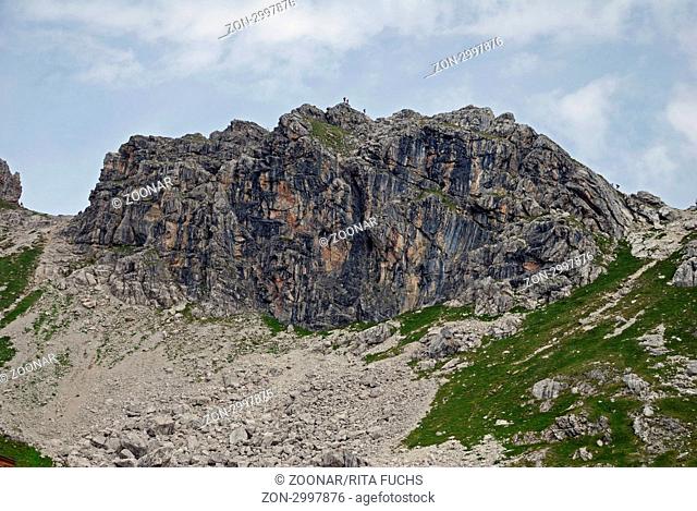 Hindelanger Klettersteig vom Nebelhorn 2224m, zum Großen Daumen 2280m, Allgäuer Alpen, Allgäu, Bayern, Deutschland, Europa