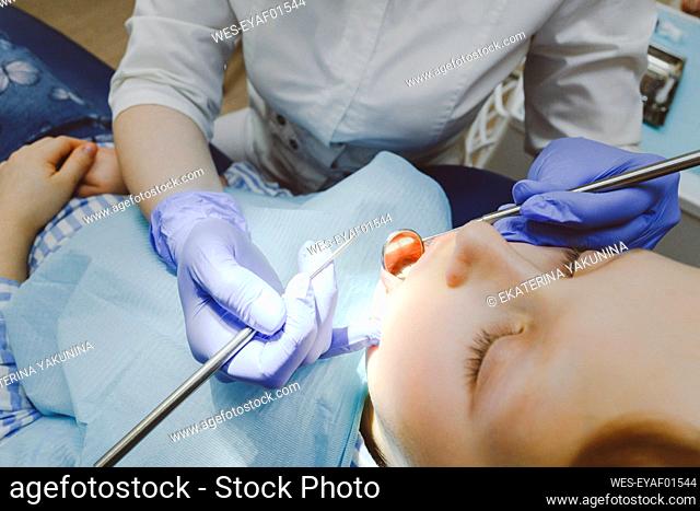 Little girl during dental exam