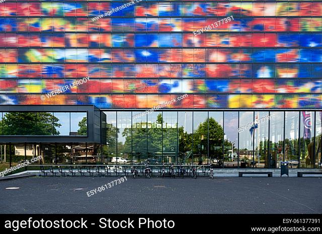 Hilversum, North Holland, The Netherlands - Main entrance of the Dutch broadcasting company