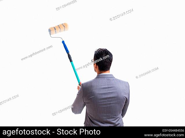 The businessman painter isolated on white background