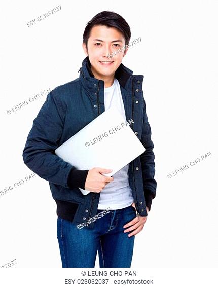 Asian man with laptop
