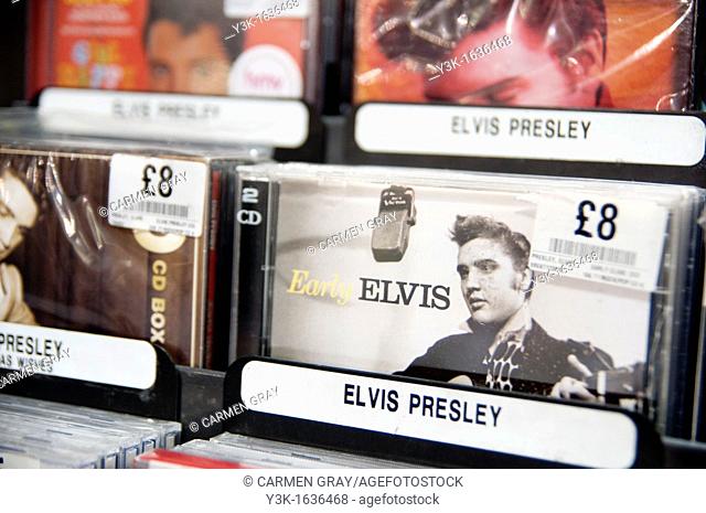 Detail of the Elvis Presley section at HMV music shop