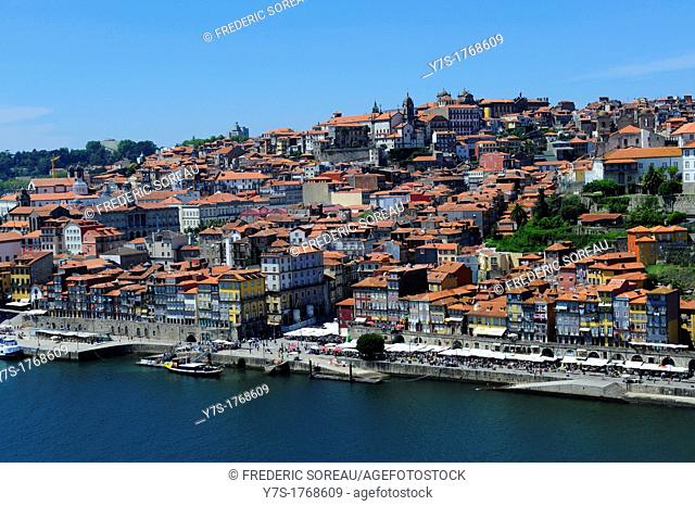 Old scenic buildings on riverside in Porto, Portugal, Europe
