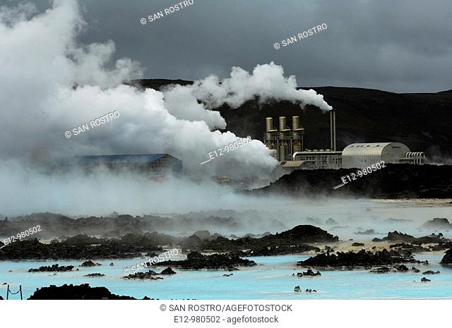 Iceland, Near Reykjavik, blue Lagoon, geothermal power station, thermal baths, spa