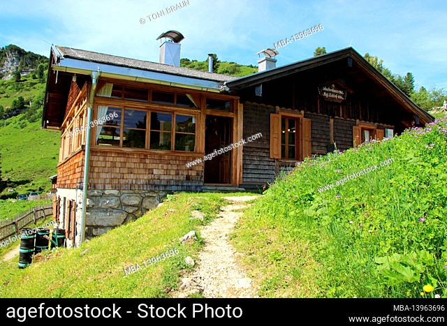 Mountain huts, Schachenhaus, Wetterstein Mountains, Alps, Upper Bavaria, Bavaria, Germany, Europe