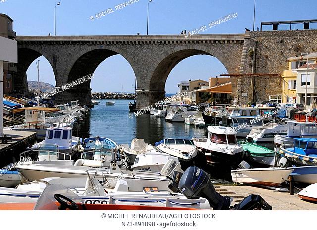 Vallon des Auffes little fishing port, Marseille, Bouches-du-Rhône, France