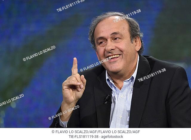Former fooball player Michel Platini during the tv show Che tempo che fa, Milan, ITALY-17-11-2019