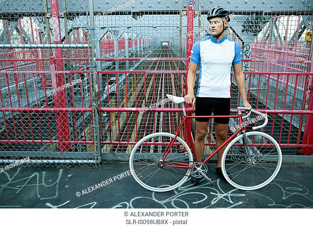 Cyclist on bridge