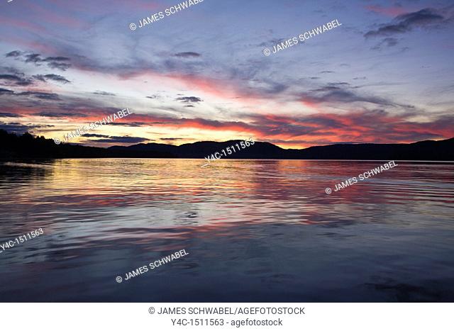 Sunset over Fourth Lake of the Fulton Chain of Lakes from Inlet in the Adirondack Mountains of New York State