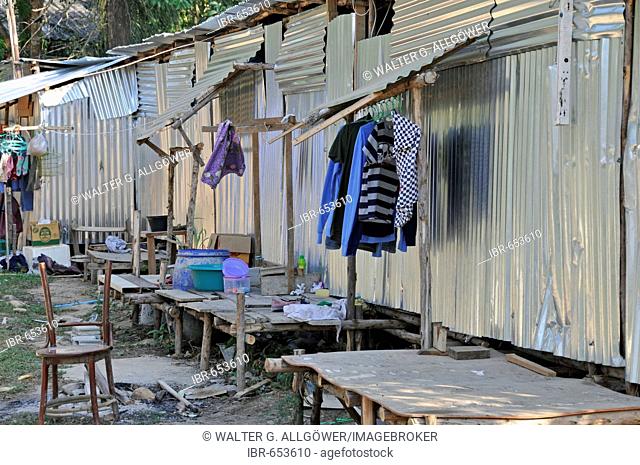 Corrugated tin shacks housing migrant workers in Koh Chang, Thailand, Southeast Asia, Asia