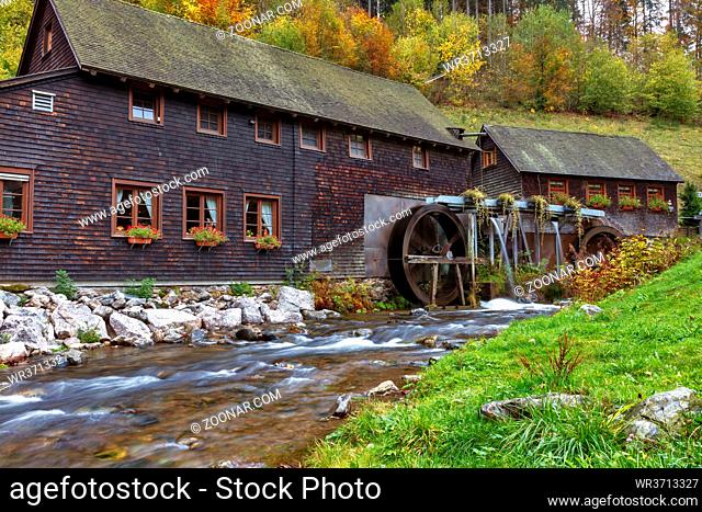Water mill, Hexenlochmühle near St. Maergen, Black Forest, Baden-Württemberg, Germany