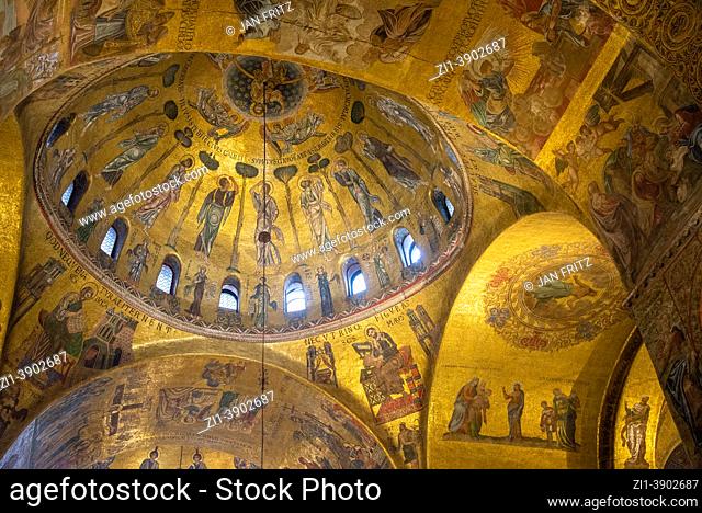details of interior of basilica at San Marco in Venice, Italy