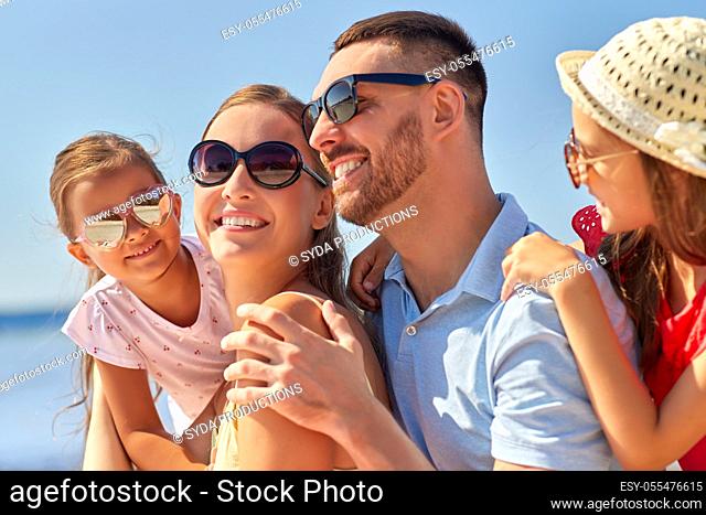 happy family on summer beach