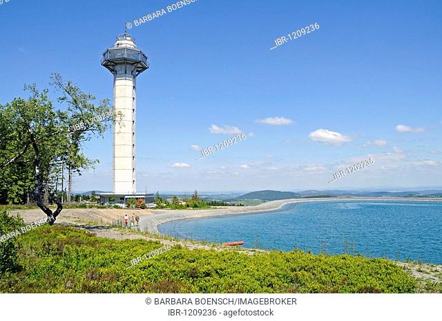 Hochheideturm Tower, observation tower, artificial lake for the production of artificial snow, Mt Ettelsberg, Willingen, Upland, Hochsauerland, Sauerland, Hesse
