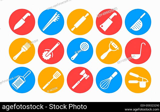 Kitchenware and kitchen vector icon white glyph set. Graph symbol for cooking web site and apps design, logo, app, UI