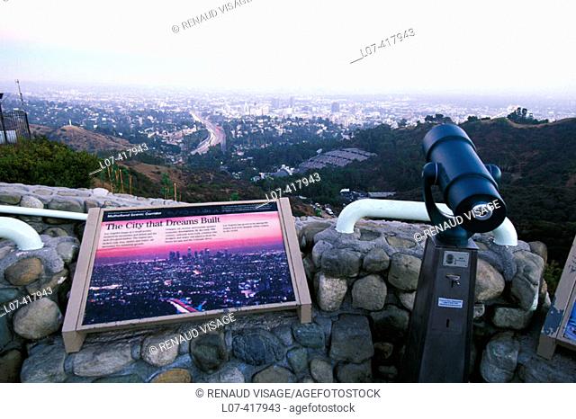 Scenic overlook of Los Angeles on Mulholland Drive. Los Angeles. California. United States
