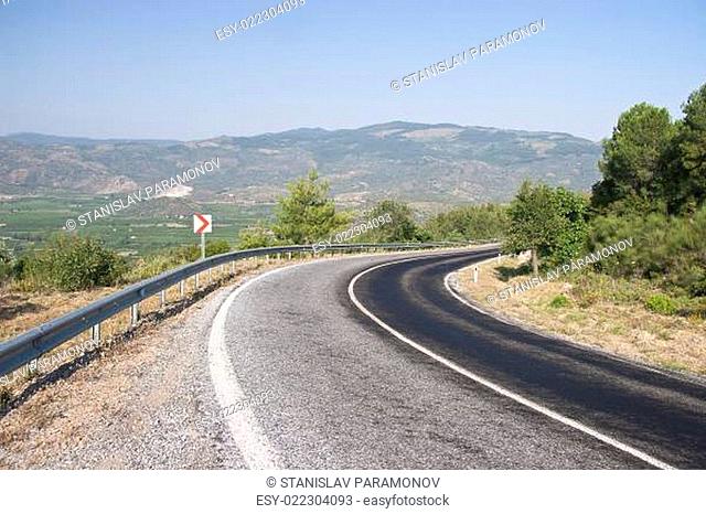 mountain road in Turkey with dangerous curves