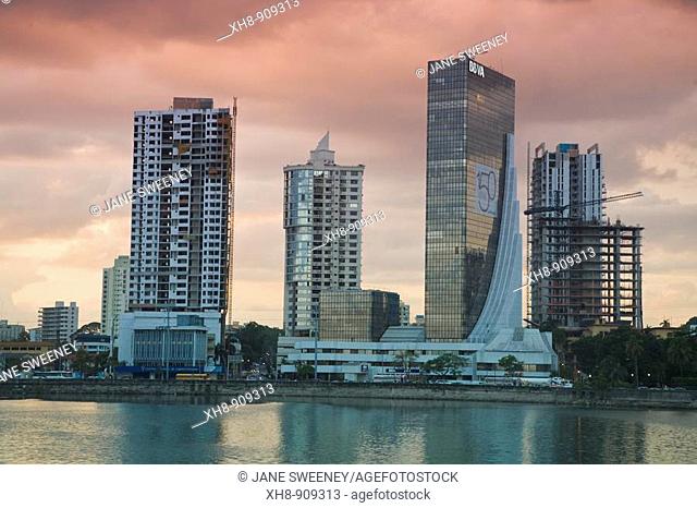 Avenue Balboa buildings reflected in Panama Bay, Panama City, Panama