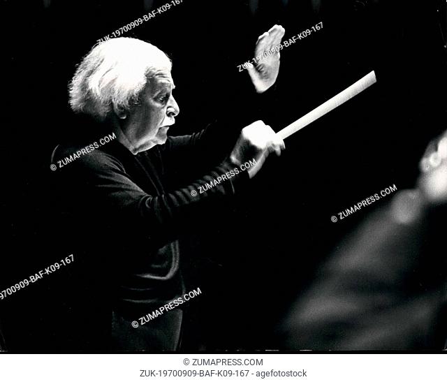 Sep. 09, 1970 - Arthur Fielder in London for first season of South Bank pops.: Arthur Fiedler, the 76 year old conductor of the Boston Pops