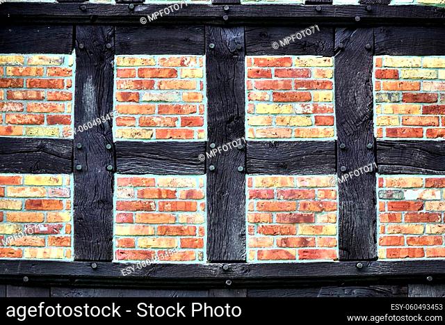 Beautiful texture of old vintage half timbered brick walls found in Germany