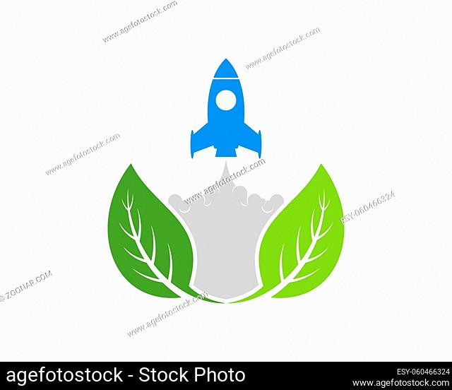 Nature leaf with rocket launch inside