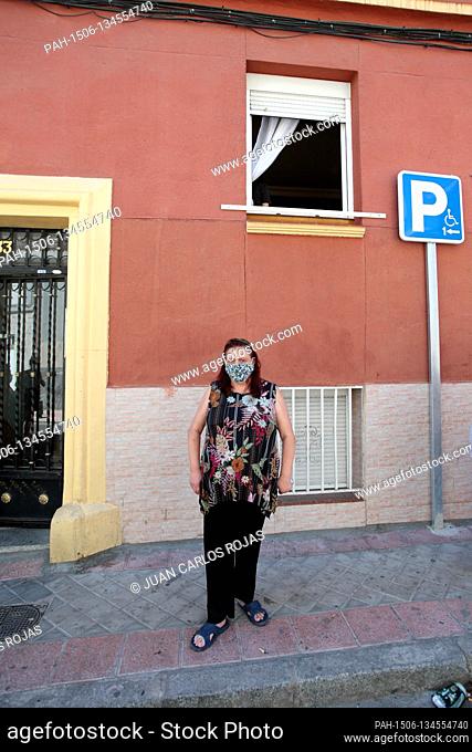 Madrid, Spain; 04/08/2020.- Maria del Pilar, along with members of the Platform for People Affected by the Mortgage (PAH)