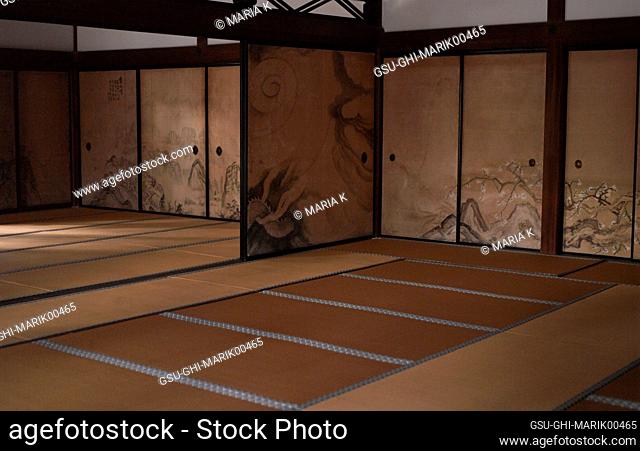 Interior of Main Temple Building, Ryoan-ji Temple, Kyoto, Japan