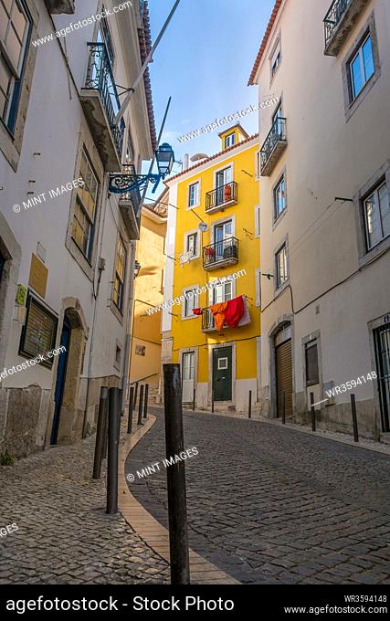 Narrow back streets of Lisbon, Portugal