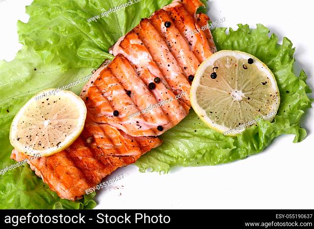 Delicious, grilled salmon on the table