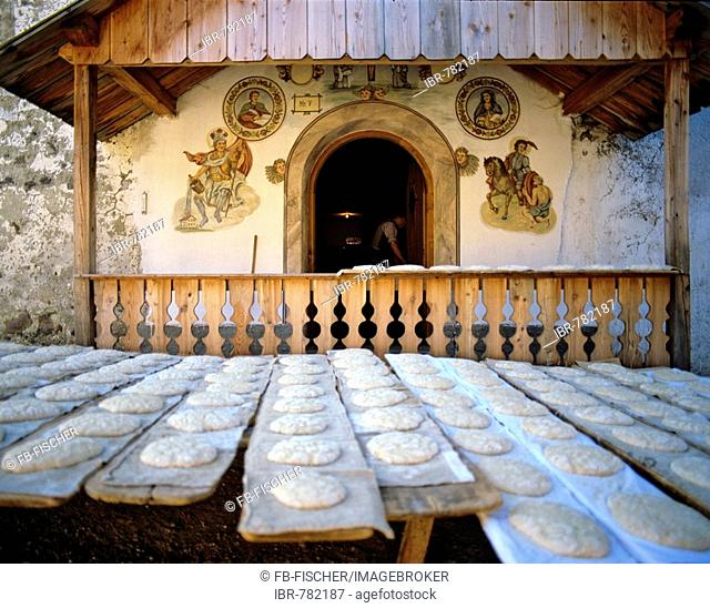 Baking farmer's bread, Stetterhof farm, Sarntal, Sarentino, Province of Bolzano-Bozen, Italy