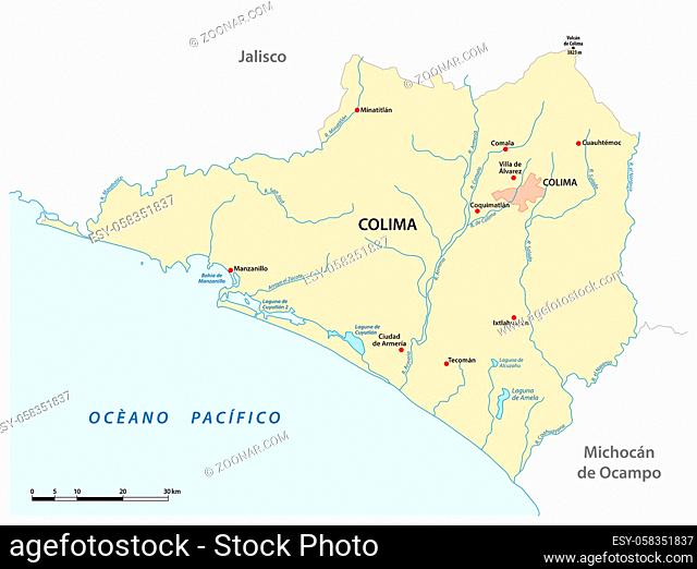 vector map of the Mexican state of Colima