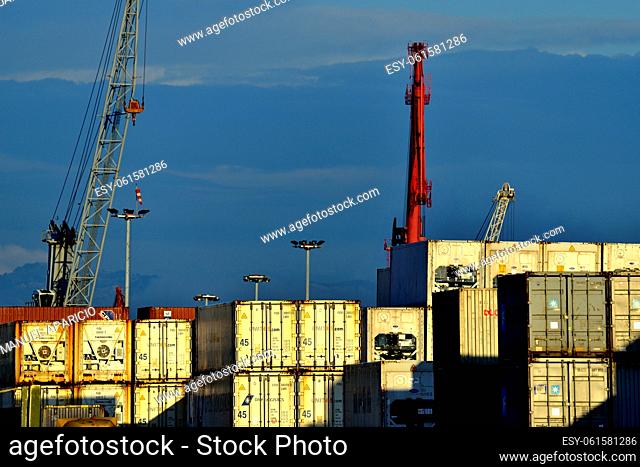 Containers in the Port of Bilbao, Biscay, Basque Country, Euskadi, Spain, Europe