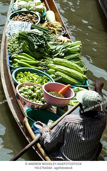 Vegetables floating market Damnoen Saduak outside Bangkok Thailand