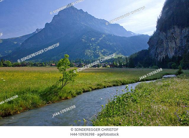 Zallershorn, Kandersteg, mountain, mountains, canton, Bern, river, flow, brook, body of water, water, Switzerland, Europe, Bernese Oberland