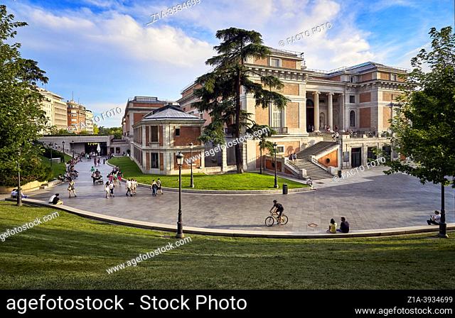 The Prado Museum north facade, known as Goya gate. Madrid, Spain. Designed by Juan de Villanueva, the museum opened to the public in 1819 and it is considered...