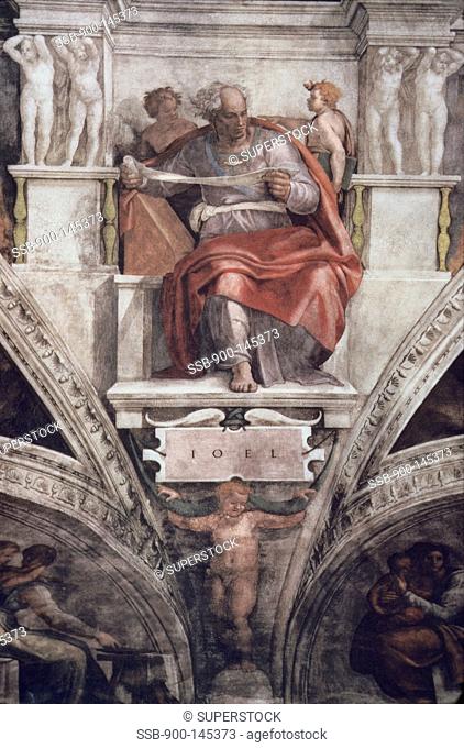 The Prophet Joel Michelangelo Buonarroti 1475-1564/Italian Sistine Chapel, Vatican