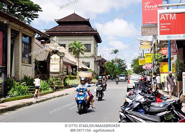 Main street in the city center, Jalan Raja, Ubud, Bali, Indonesia